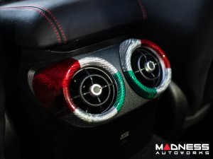 Alfa Romeo Giulia Interior Air Vent Cover Trim Kit - Carbon Fiber - Rear Set - Italian Theme - Feroce Carbon